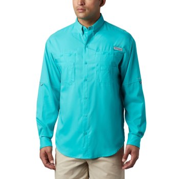 Columbia PFG Tamiami II Long Sleeve, Camisa Turquesa Claro Para Hombre | 672014-JMV